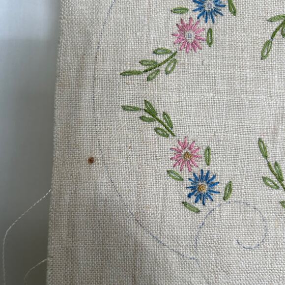 Vintage Prime Needleart Co Stamped Linen #1082 Floral Runner Unfinished Project - Picture 6 of 13